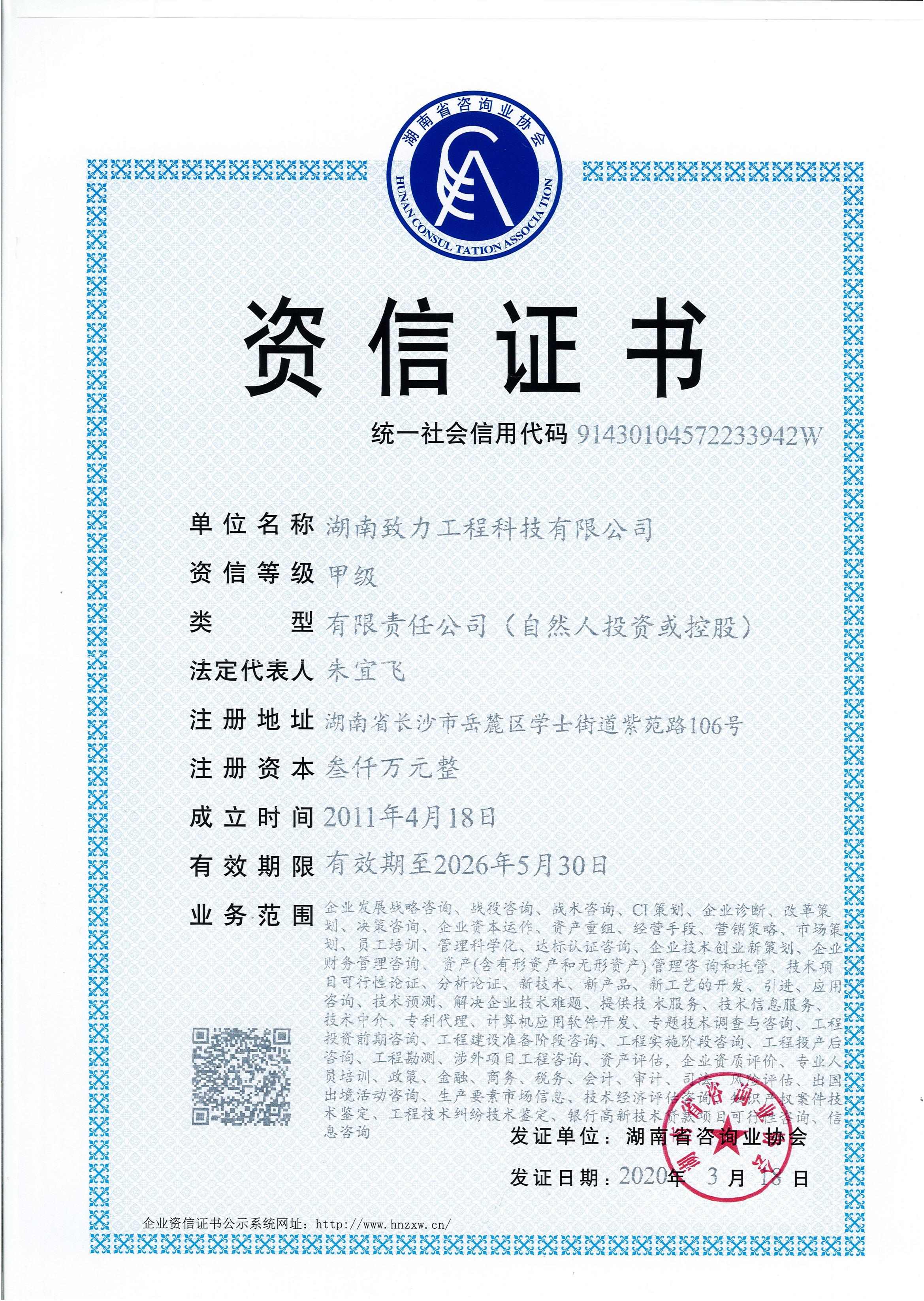 湖南省咨詢(xún)甲級(jí)資質(zhì)